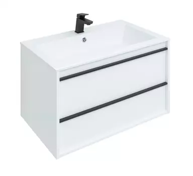 Тумба с раковиной Aquanet Lino 80 белый матовый