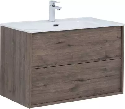 Тумба с раковиной Aquanet Lino 80 (Flat) подвесная, дуб веллингтон