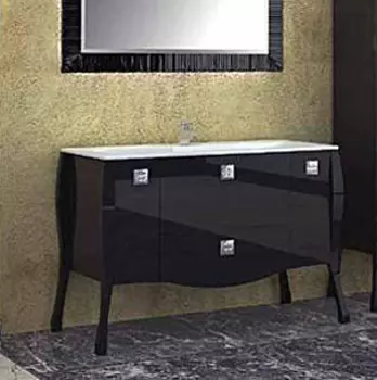 Тумба с раковиной Aquanet Мадонна 120 черная с кристаллами Swarovski