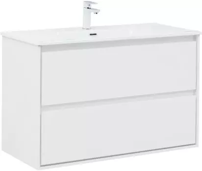 Тумба с раковиной Aquanet Милан 100 подвесная, белая глянцевая