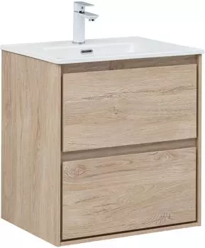 Тумба с раковиной Aquanet Милан 60 подвесная, дуб светлый