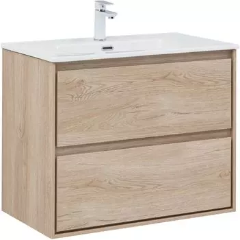 Тумба с раковиной Aquanet Милан 80 подвесная, дуб светлый