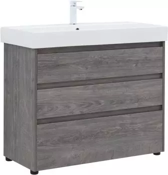 Тумба с раковиной Aquanet Nova Lite 100 напольная, дуб рошелье, 3 ящика