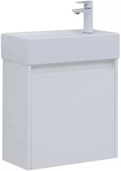 Тумба с раковиной Aquanet Nova Lite 50 подвесная, белый глянец, 1 дверца