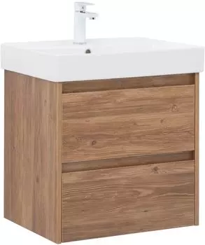 Тумба с раковиной Aquanet Nova Lite 60 дуб шоколадный, 2 ящика