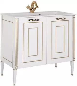 Тумба с раковиной Aquanet Паола 90 белый/золото