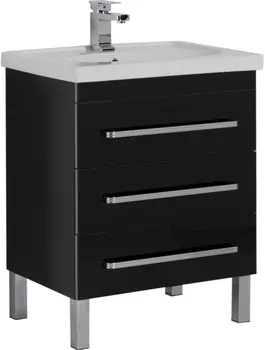Тумба с раковиной Aquanet Сиена 70 напольная черная