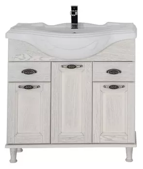 Тумба с раковиной Aquanet Тесса 85 жасмин, серебро