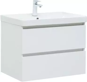 Тумба с раковиной Aquanet Вега 70 белый глянец, 2 ящика