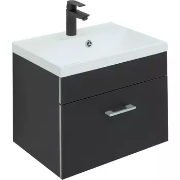 Тумба с раковиной Aquanet Верона 50 черная матовая