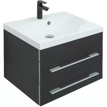 Тумба с раковиной Aquanet Верона 58 New черная матовая