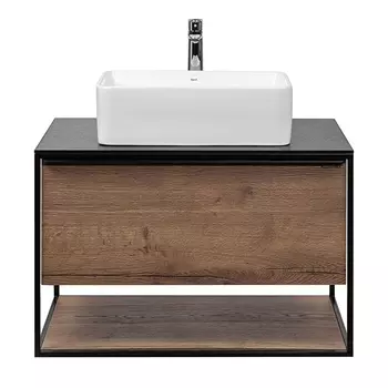 Тумба с раковиной Aquanika Loft 80 подвесная, древесный аттик