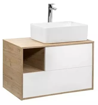 Тумба с раковиной Aquanika Quadro 100 подвесная, дуб давос/белый