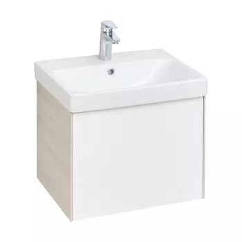 Тумба с раковиной Aquaton Асти 55 белый глянец/ясень шимо