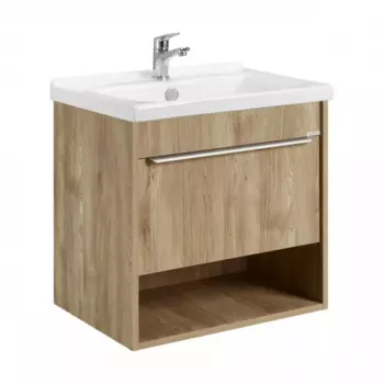 Тумба с раковиной Aquaton Хоуп 60 подвесная, 1 ящик, орех