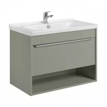 Тумба с раковиной Aquaton Хоуп 80 подвесная, 1 ящик, хаки