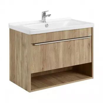 Тумба с раковиной Aquaton Хоуп 80 подвесная, 1 ящик, орех