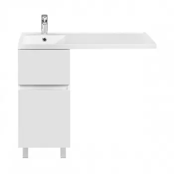 Тумба с раковиной Aquaton Лайн 100 напольная, 2 ящика, белый