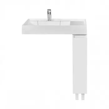 Тумба с раковиной Aquaton Лайн 80 напольная, белый