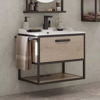 Тумба с раковиной AQUATON Лофт Фабрик 65 дуб эндгрейн