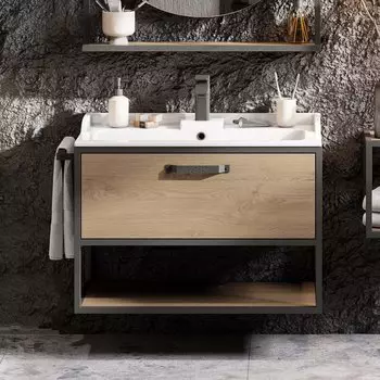 Тумба с раковиной AQUATON Лофт Фабрик 80 дуб кантри