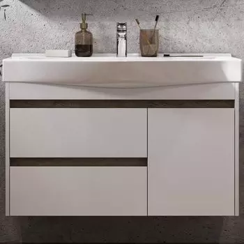 Тумба с раковиной Aquaton Нортон 100, подвесная, белый глянец