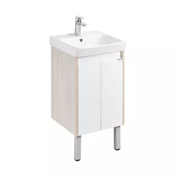 Тумба с раковиной Aquaton Сканди Doors 45 белый глянец/дуб верона