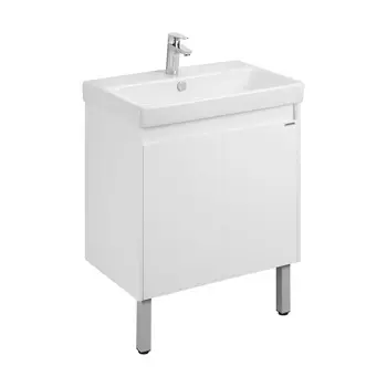 Тумба с раковиной Aquaton Сканди Doors 80 белый глянец/белый матовый