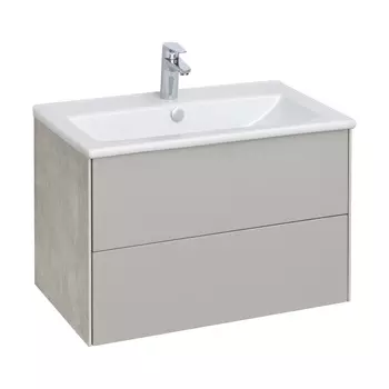 Тумба с раковиной Aquaton Сохо 75 подвесная, 2 ящика, слэйт/галька серая