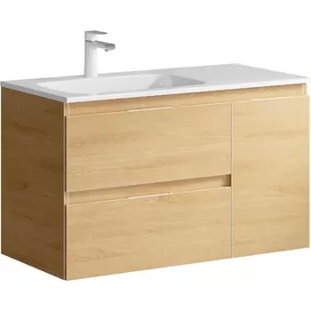 Тумба с раковиной Aqwella Accent 90 L подвесная, дуб золотой