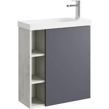 Тумба с раковиной Aqwella Alba 60 R подвесная, камень натуральный/серый матовый