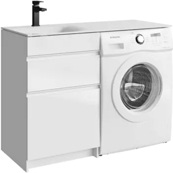 Тумба с раковиной Aqwella Duet 115 напольная, белая, левая