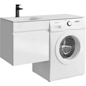 Тумба с раковиной Aqwella Duet 115 подвесная, белая, левая