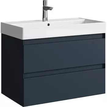 Тумба с раковиной Aqwella Geometria 81 подвесная, 2 ящика, серый матовый