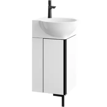 Тумба с раковиной Aqwella Porto 45 угловая, белый/черный