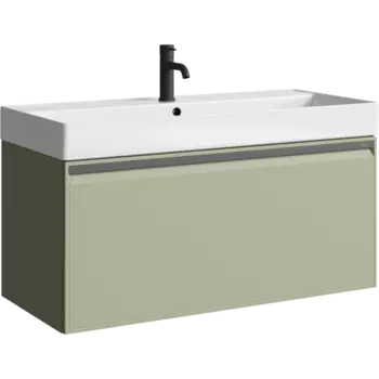 Тумба с раковиной Aqwella Pure 100 подвесная, шалфей зеленый