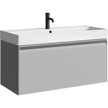 Тумба с раковиной Aqwella Pure 100 подвесная, серый туман