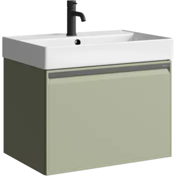 Тумба с раковиной Aqwella Pure 66 подвесная, шалфей зеленый