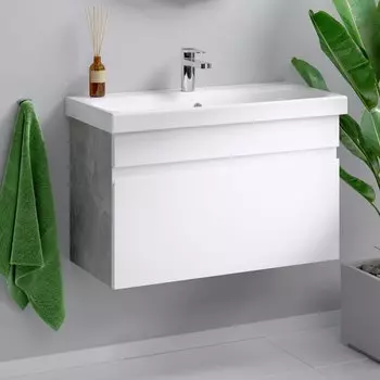 Тумба с раковиной Aqwella Smart 80 бетон светлый