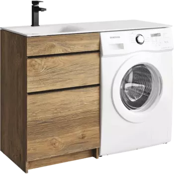 Тумба с раковиной Aqwella Terra 115 напольная, дуб балтийский, левая