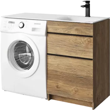 Тумба с раковиной Aqwella Terra 115 напольная, дуб балтийский, правая