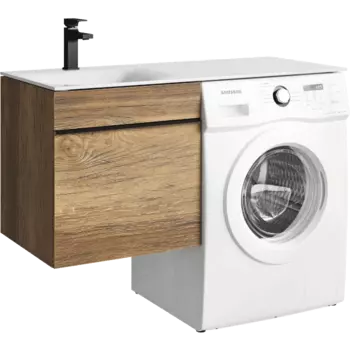 Тумба с раковиной Aqwella Terra 115 подвесная, дуб балтийский, левая