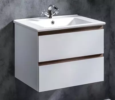 Тумба с раковиной Armadi Art Capolda 65 см, белый/орех