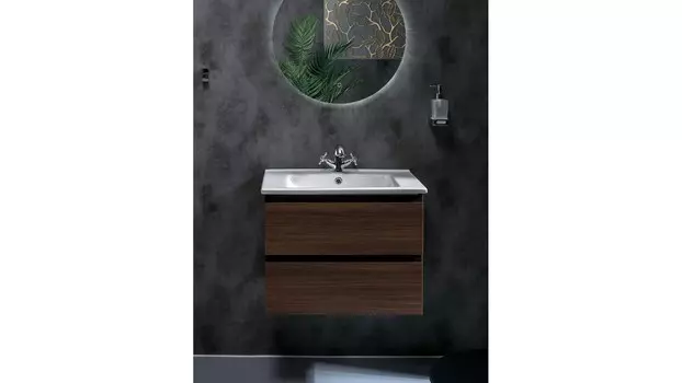 Тумба с раковиной Armadi Art Capolda 65 см, темное дерево