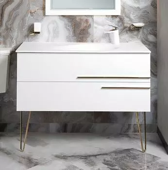 Тумба с раковиной Armadi Art NeoArt 100 2 ящика, белый