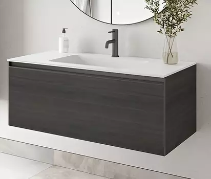 Тумба с раковиной Armadi Art Quatro 100 подвесная, oak antracite (дуб антрацит)