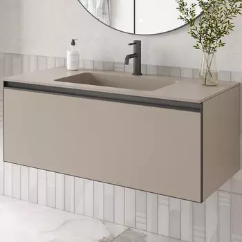 Тумба с раковиной Armadi Art Quatro 100 подвесная, daphne/антрацит