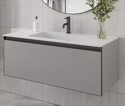 Тумба с раковиной Armadi Art Quatro 100 подвесная, luna/антрацит