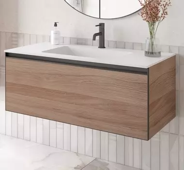 Тумба с раковиной Armadi Art Quatro 100 подвесная, willow/антрацит