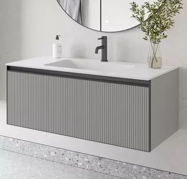 Тумба с раковиной Armadi Art Quatro 100 подвесная, luna fuga/антрацит